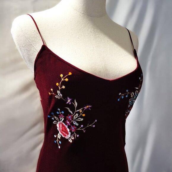 Rare 1990's Vintage Betsey Johnson Embroidered Velvet Evening Dress - Size 6 - Picture 10 of 11